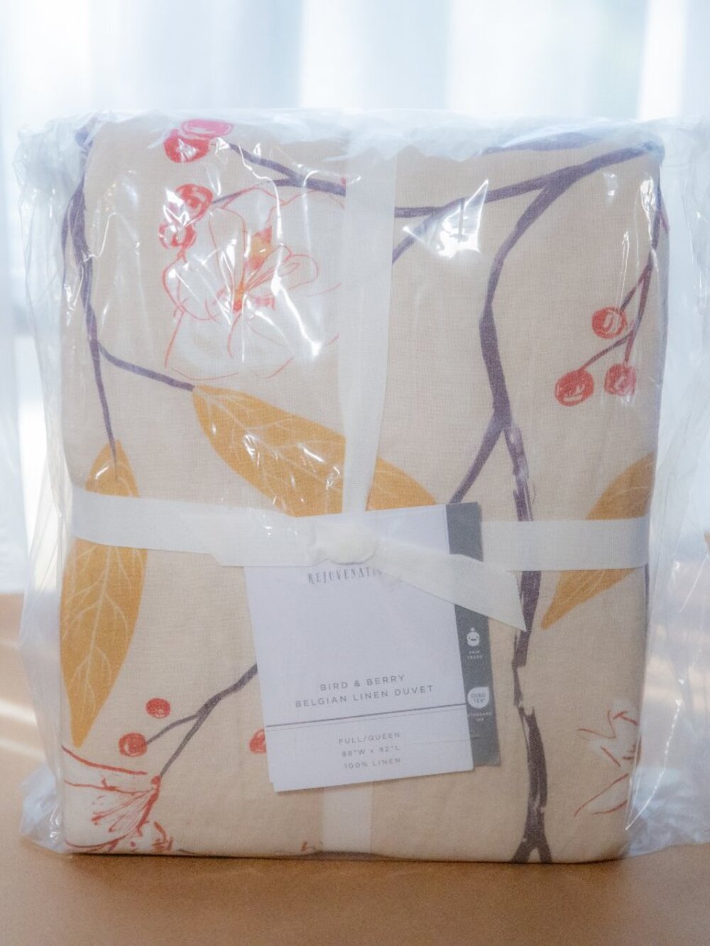 Rejuvenation Bird And Berry Natural Print Duvet Cover ONLY Full/Queen reg $379